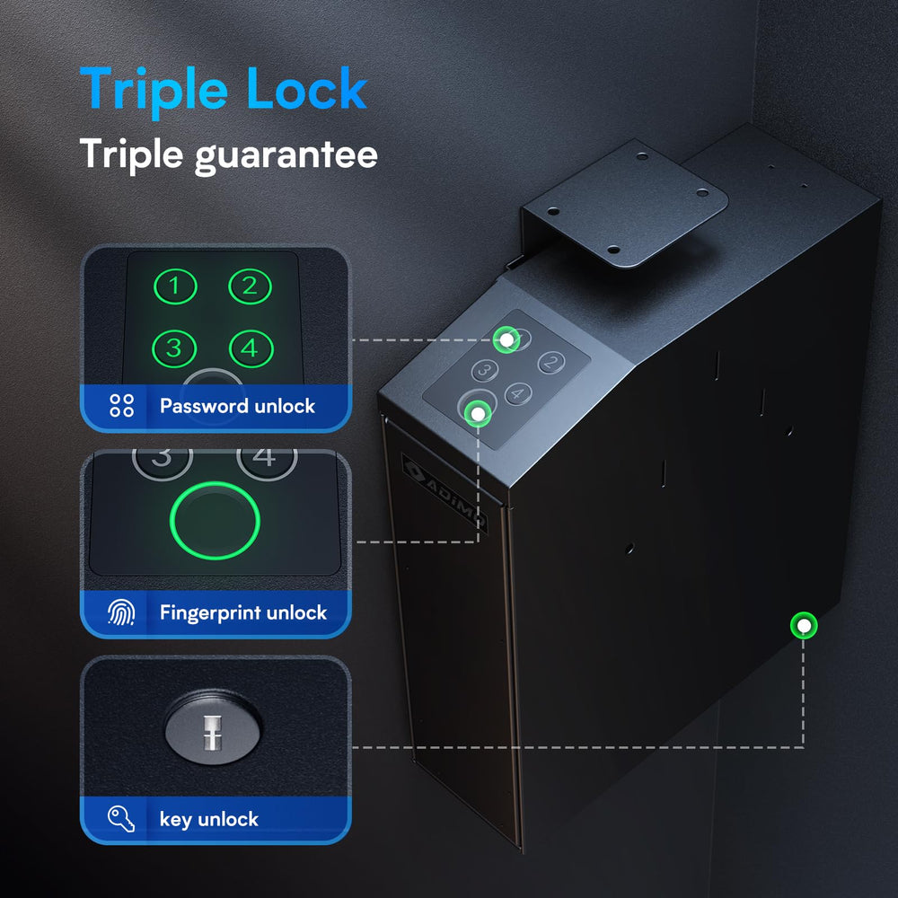 ADIMO T6 Gun Safe, Slider Biometric Gun Safe for Handgun - adimosafe
