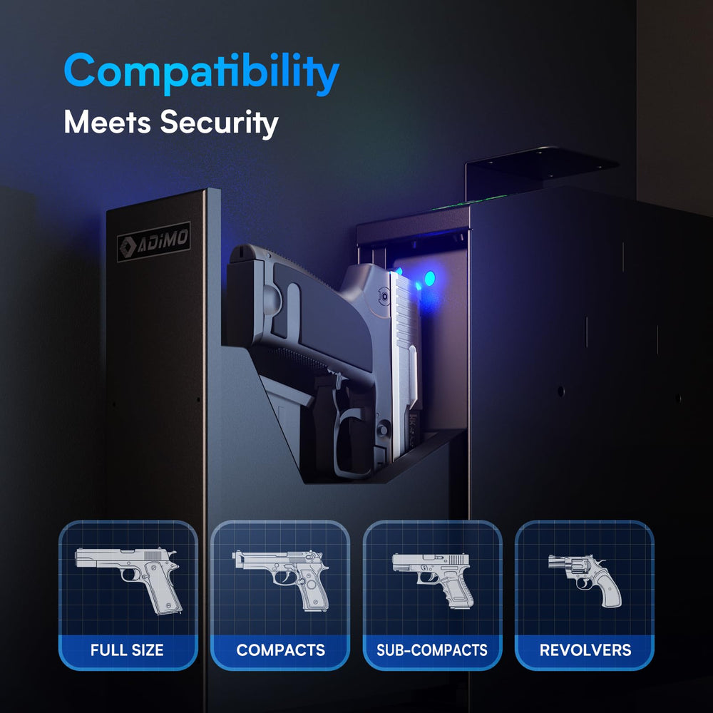 ADIMO T6 Gun Safe, Slider Biometric Gun Safe for Handgun - adimosafe