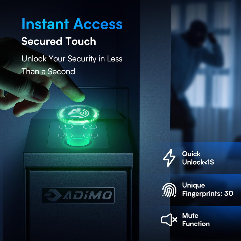 ADIMO T6 Gun Safe, Slider Biometric Gun Safe for Handgun - adimosafe