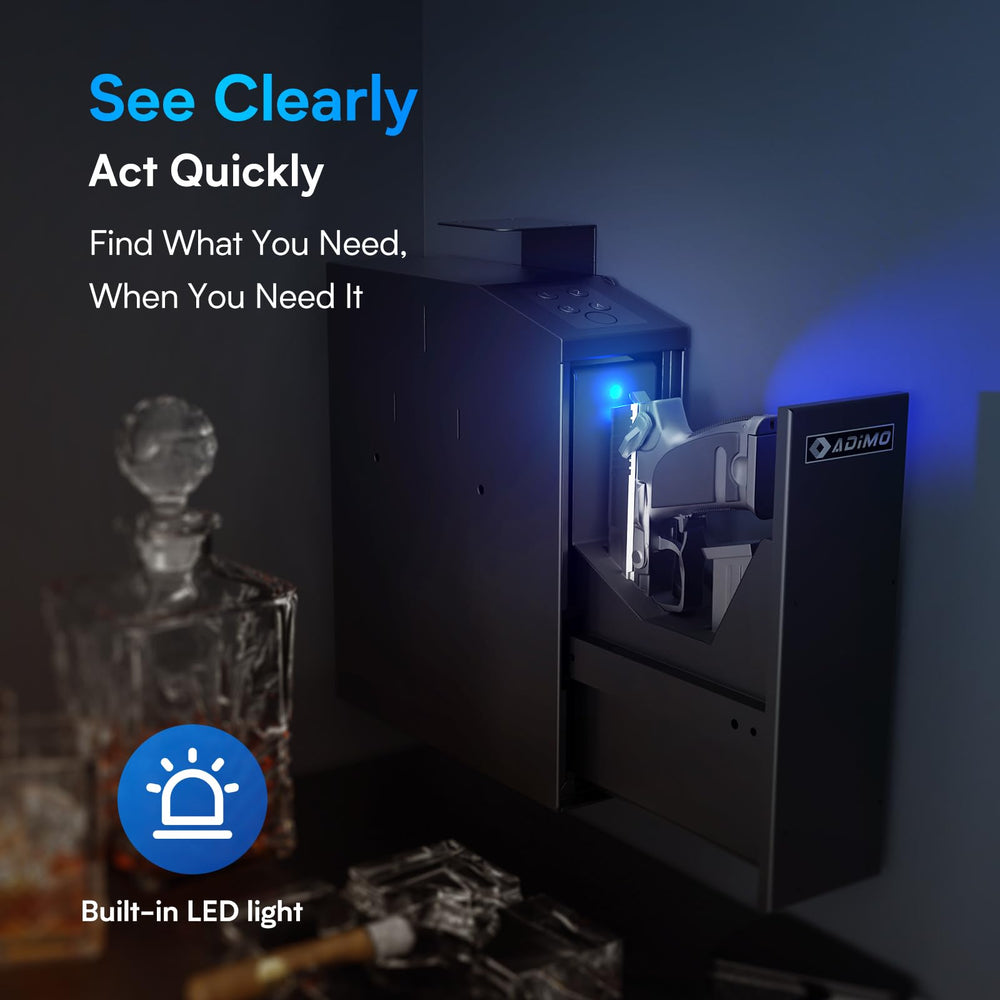 ADIMO T6 Gun Safe, Slider Biometric Gun Safe for Handgun - adimosafe